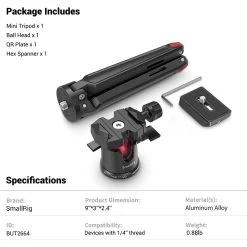 SmallRig Tabletop Mini Tripod With Panoramic Ball Head BUT2664 15 SmallRig Tabletop Mini Tripod With Panoramic Ball Head BUT2664 -RAM MOUNTS Store BUT2664 6
