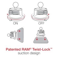 RAM MOUNTS RAM Twist-Lock Suction Cup Mount With Action Camera Adapter - Medium -RAM MOUNTS Store RAM B 166 GOP1U 5