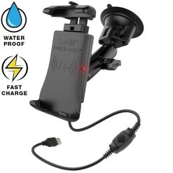 RAM MOUNTS RAM Quick-Grip Waterproof Wireless Charging Suction Cup Mount