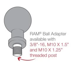 RAM MOUNTS RAM Ball Adapter With M10 X 1.25 Threaded Post -RAM MOUNTS Store RAM B 349U 4